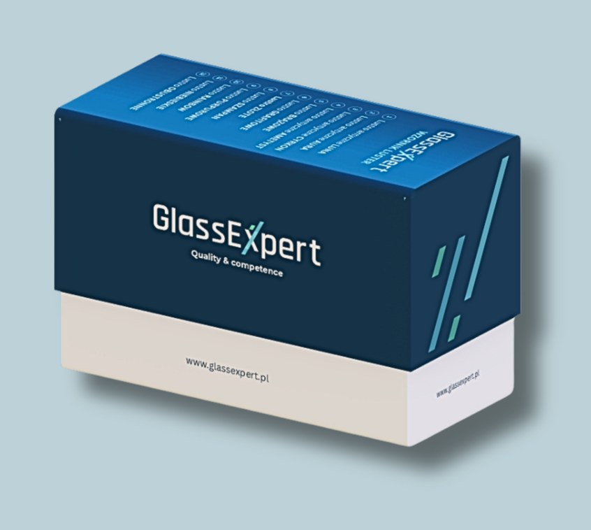 Zamknięte pudełko GlassExpert z wzornikiem luster